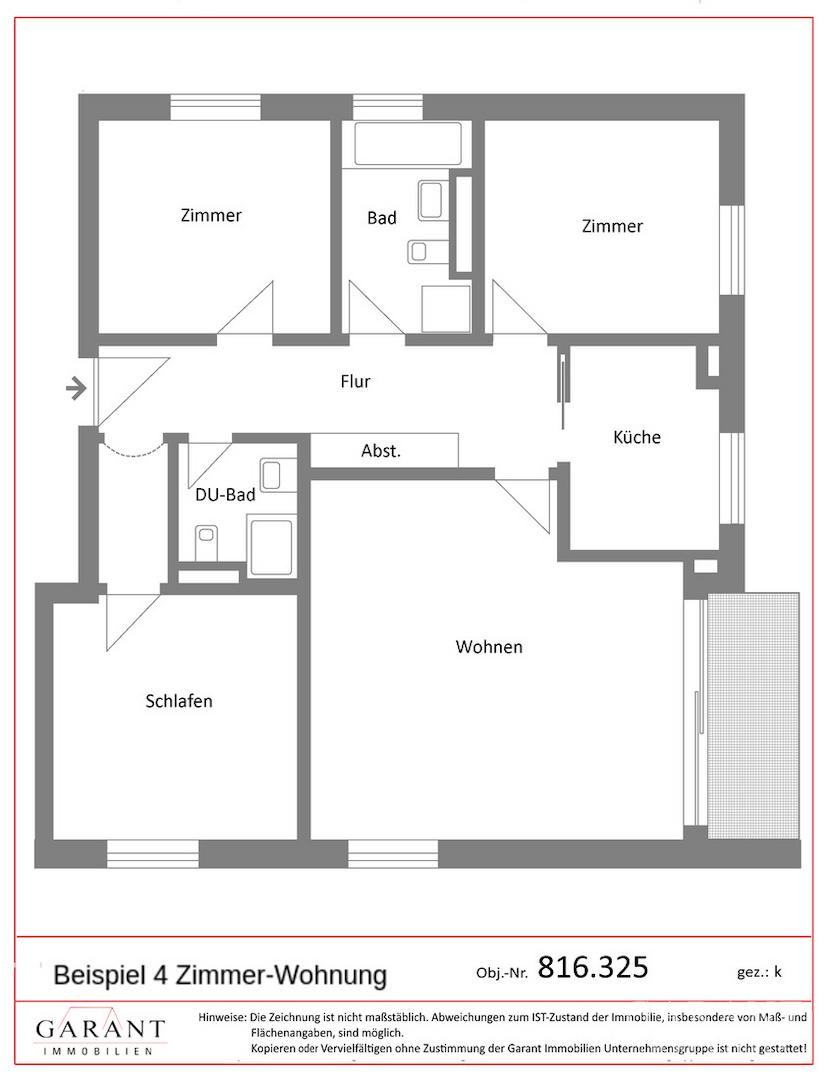 Beispiel Grundriss 4 Zi.-Whg.