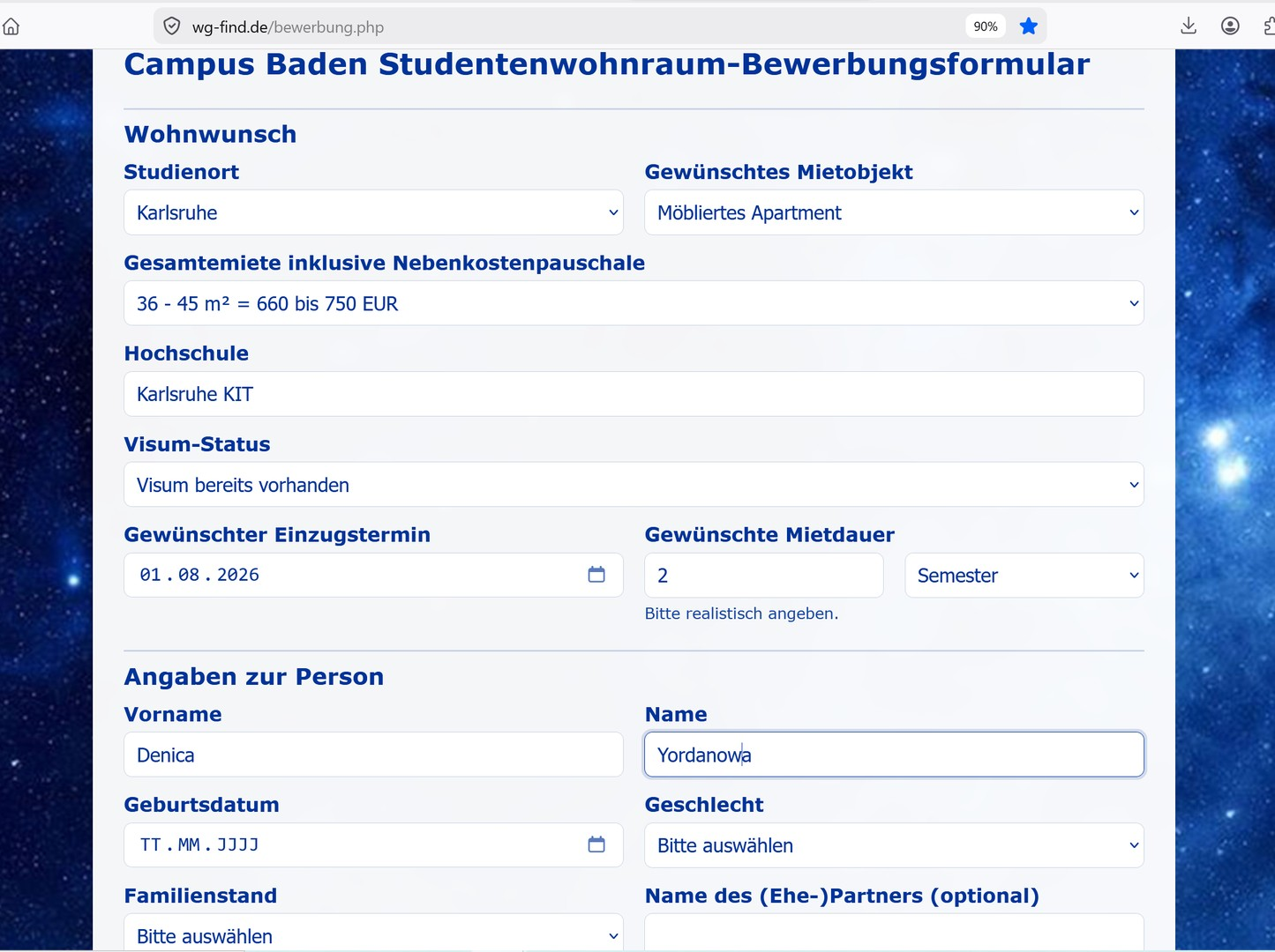 Application for housing