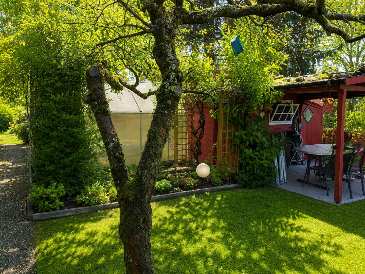 Garten und überdachte Terrasse