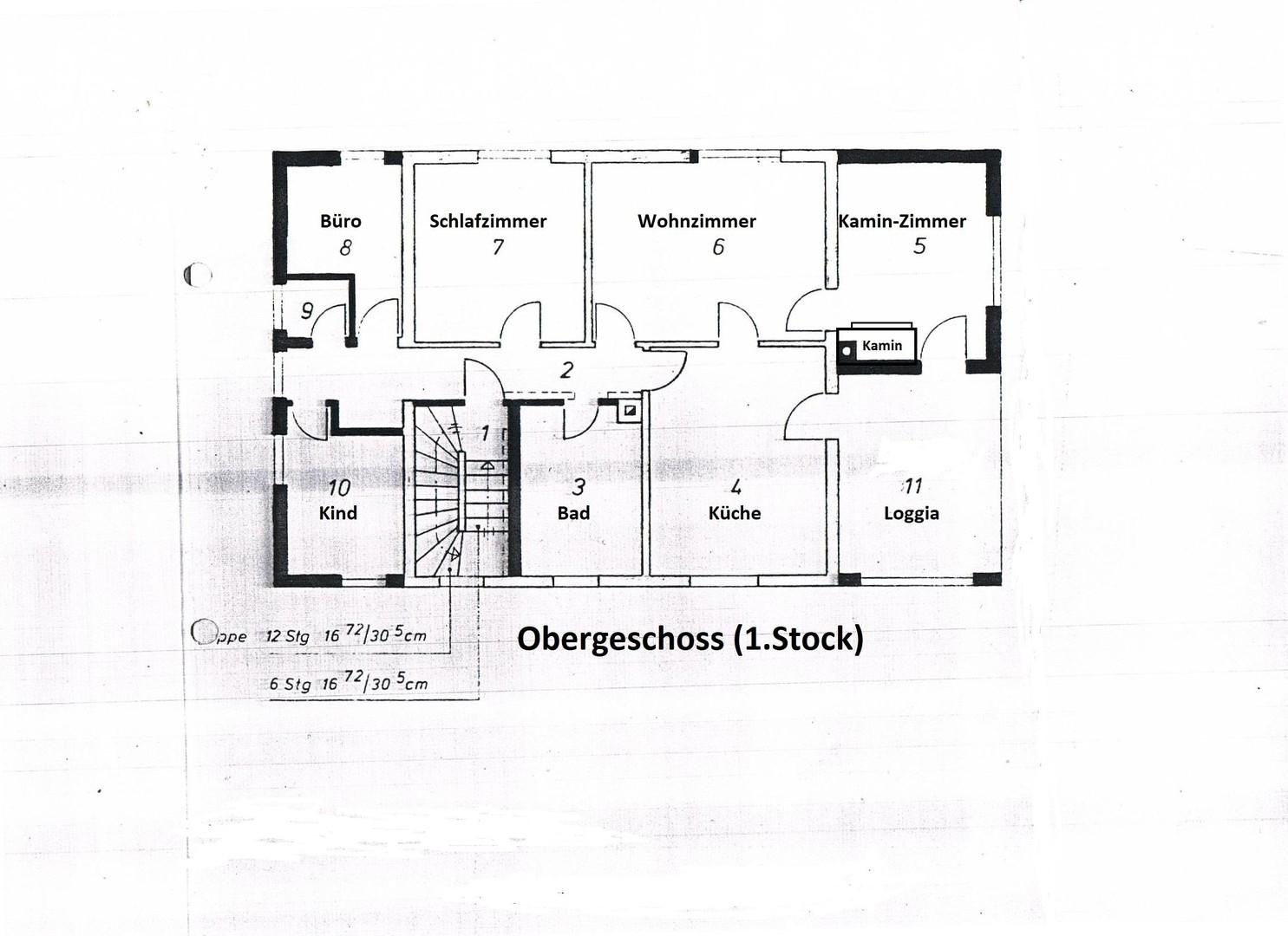 1.OG: 5 Zimmer Kü Bad Loggia