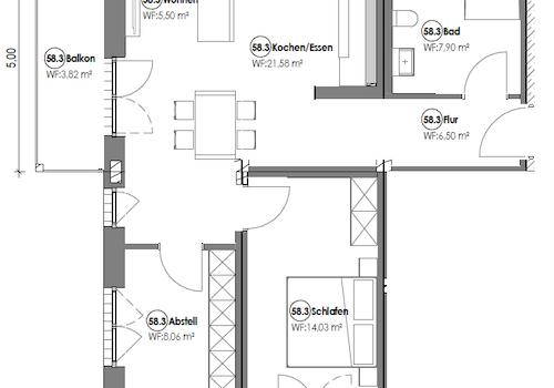 Grundriss Wohnung 58.3