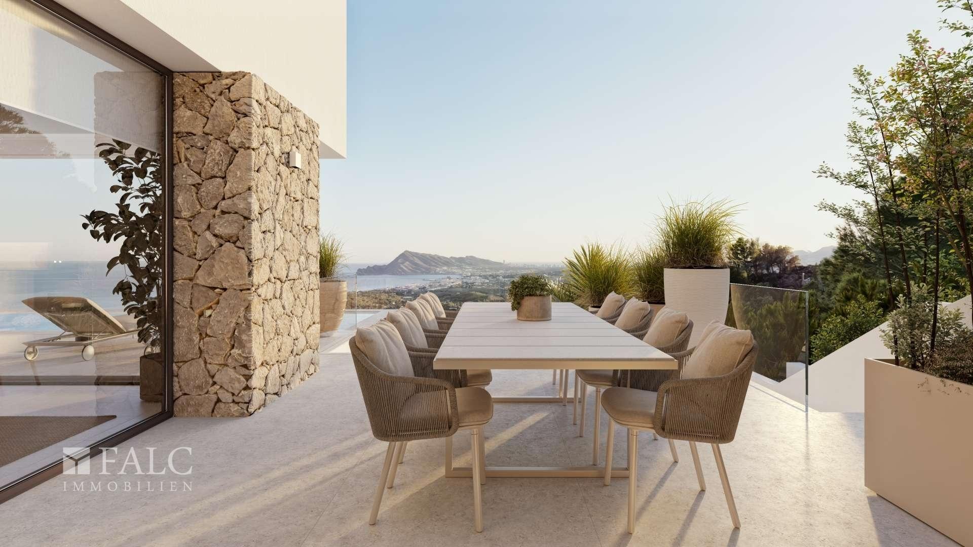 Terrasse mit Wahnsinnsblick auf Altea, Küste, Meer, Berge