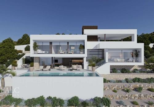 3 D Modell der Villa - Außenansicht Meer zur Villa