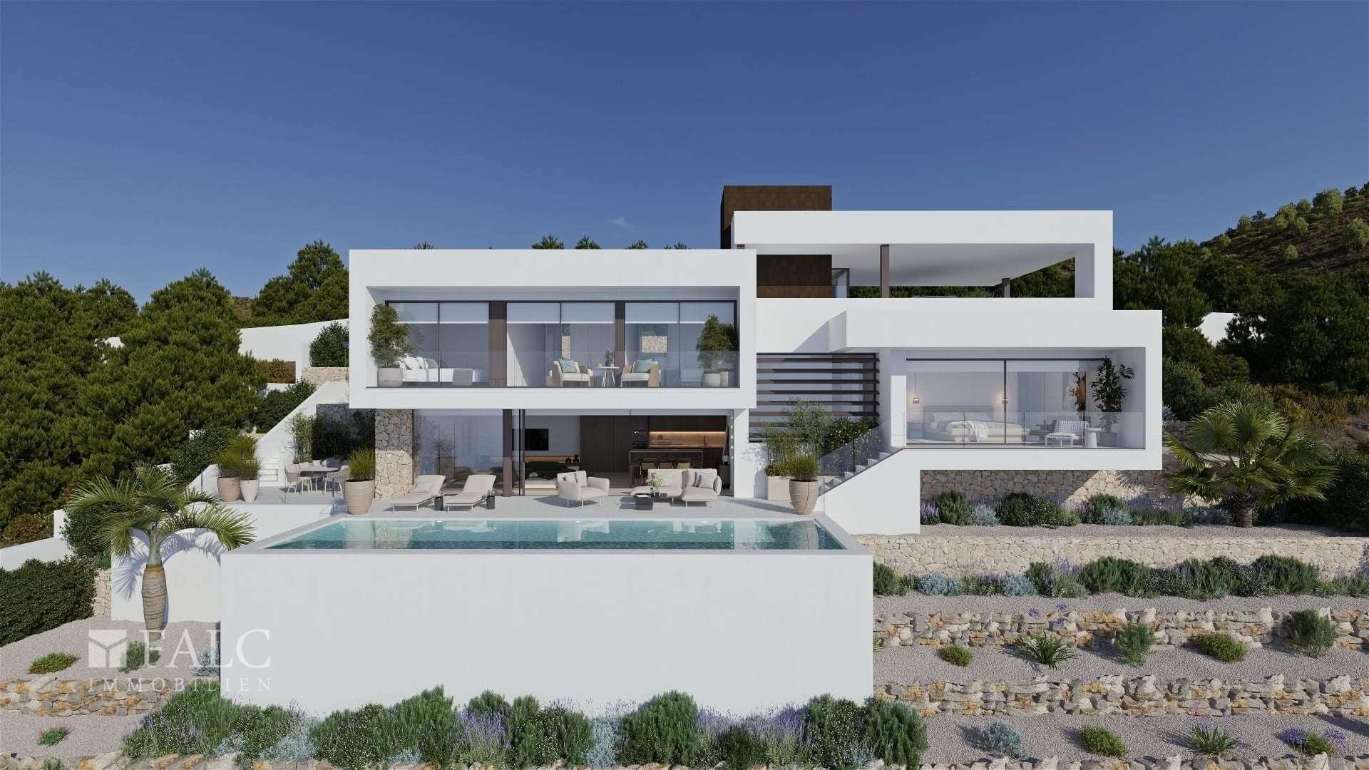 3 D Modell der Villa - Außenansicht Meer zur Villa