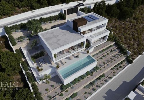 Vogelansicht der Villa - 3 D