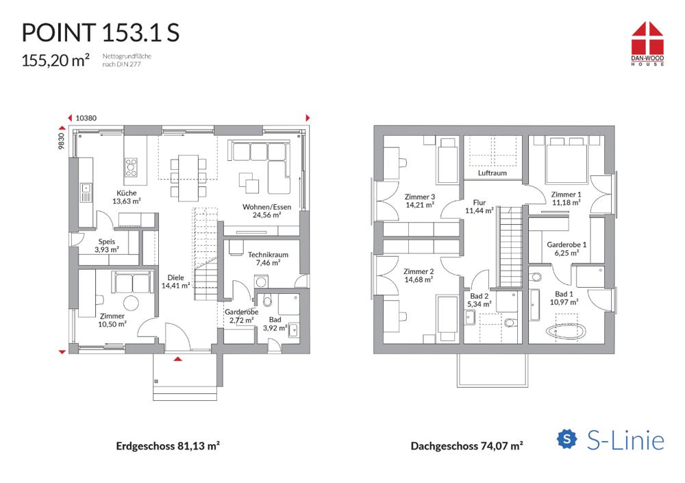 Mustergrundriss DAN-WOOD Point 153.1 S