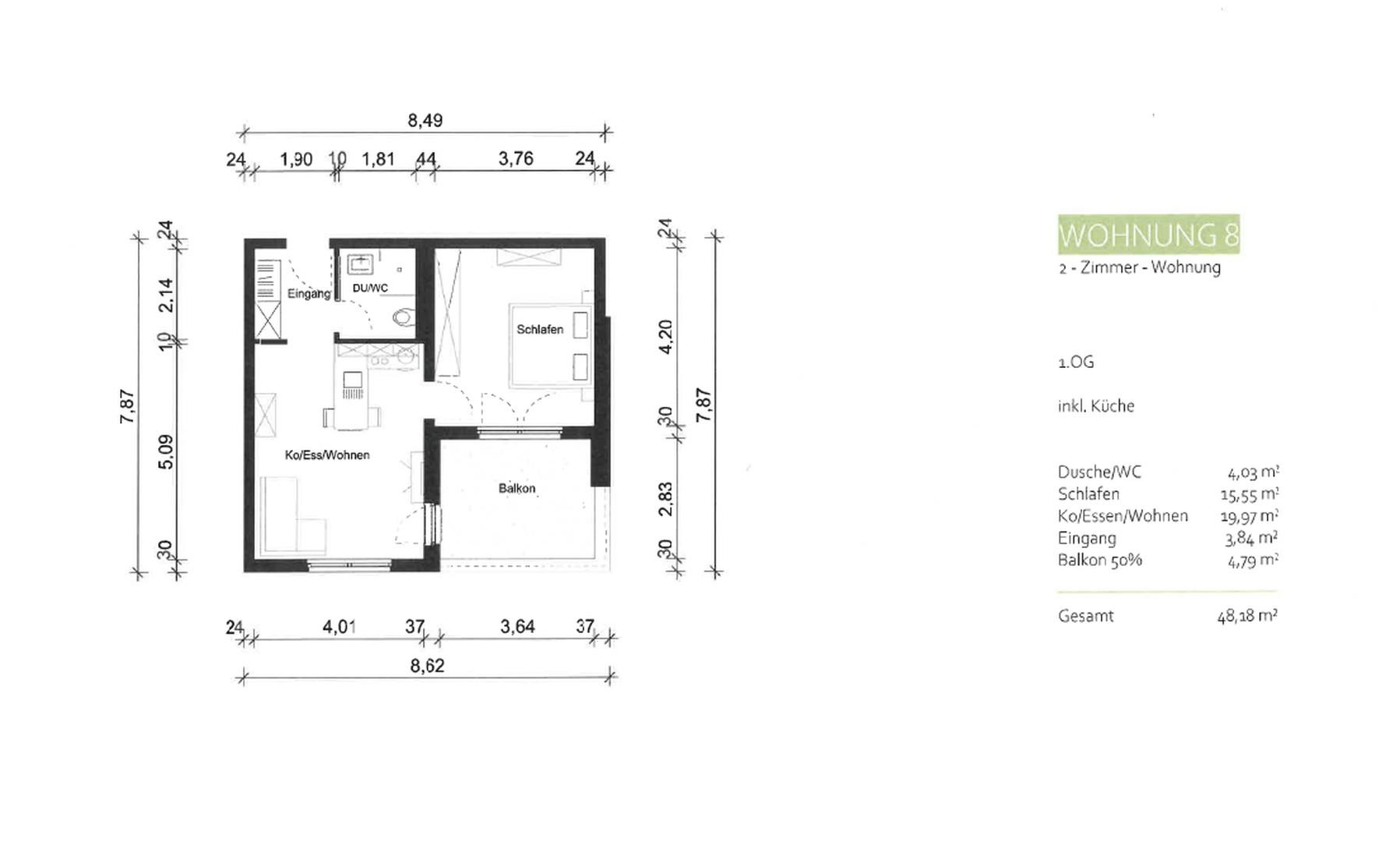 Grundriss der Wohnung 