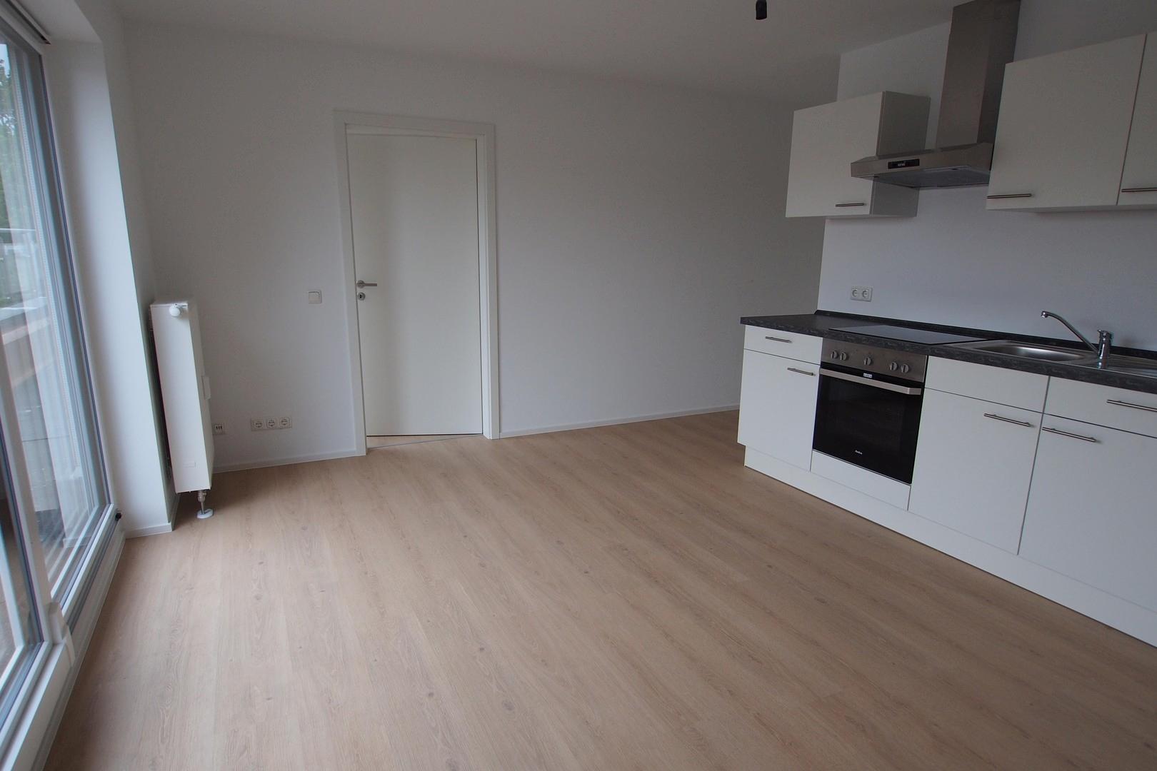 Wohnzimmer mit Einbauküche
