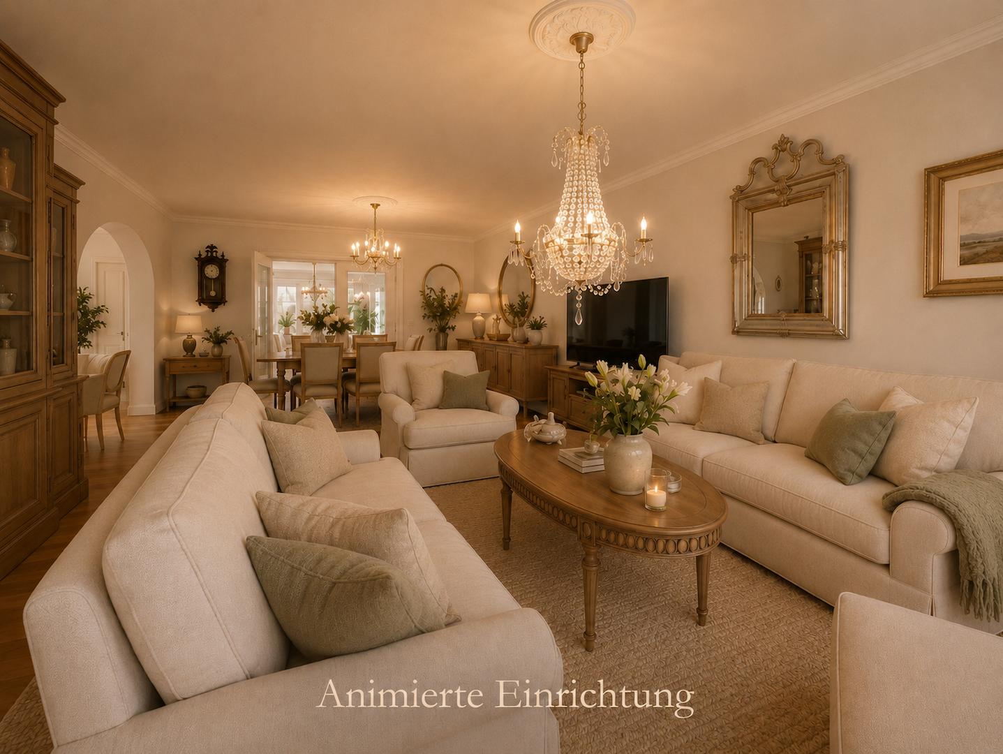 Wohnbereich virtuell eingerichtet