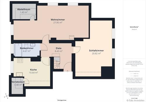 Grundriss Dachgeschoss mit Flächen