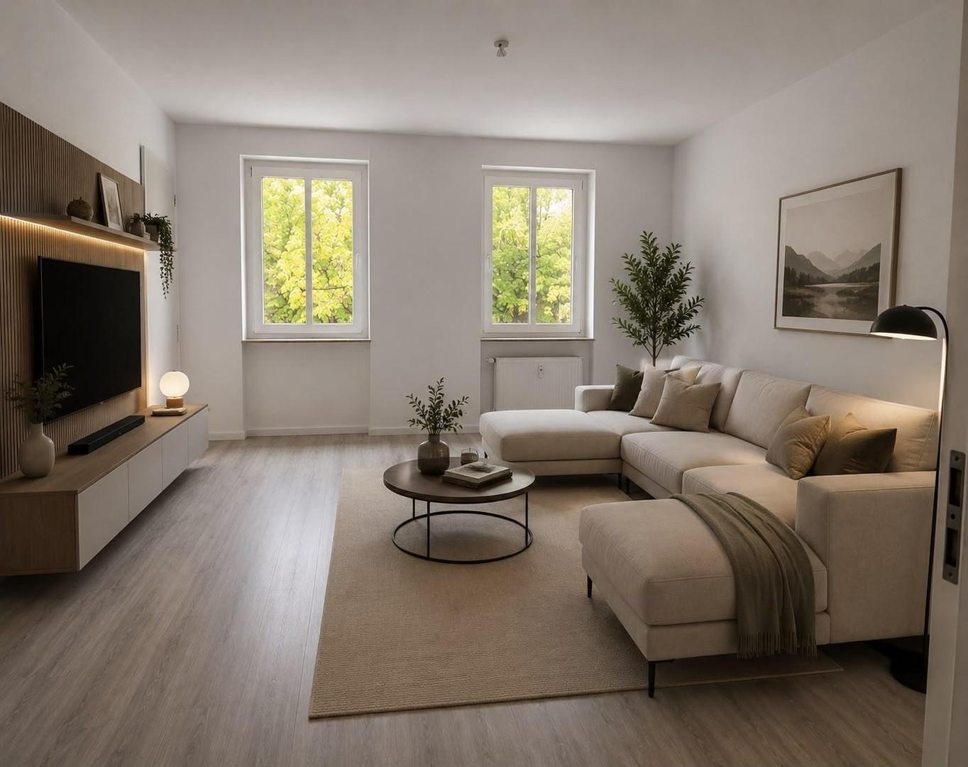 Wohnzimmer möbliert