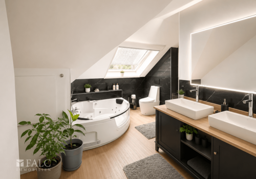 Badezimmer mit beheizbarem Spiegel