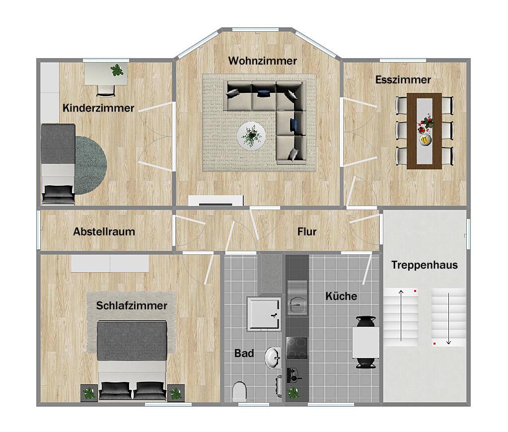Grundriss Obergeschoss (nicht maßstabsgetreu)