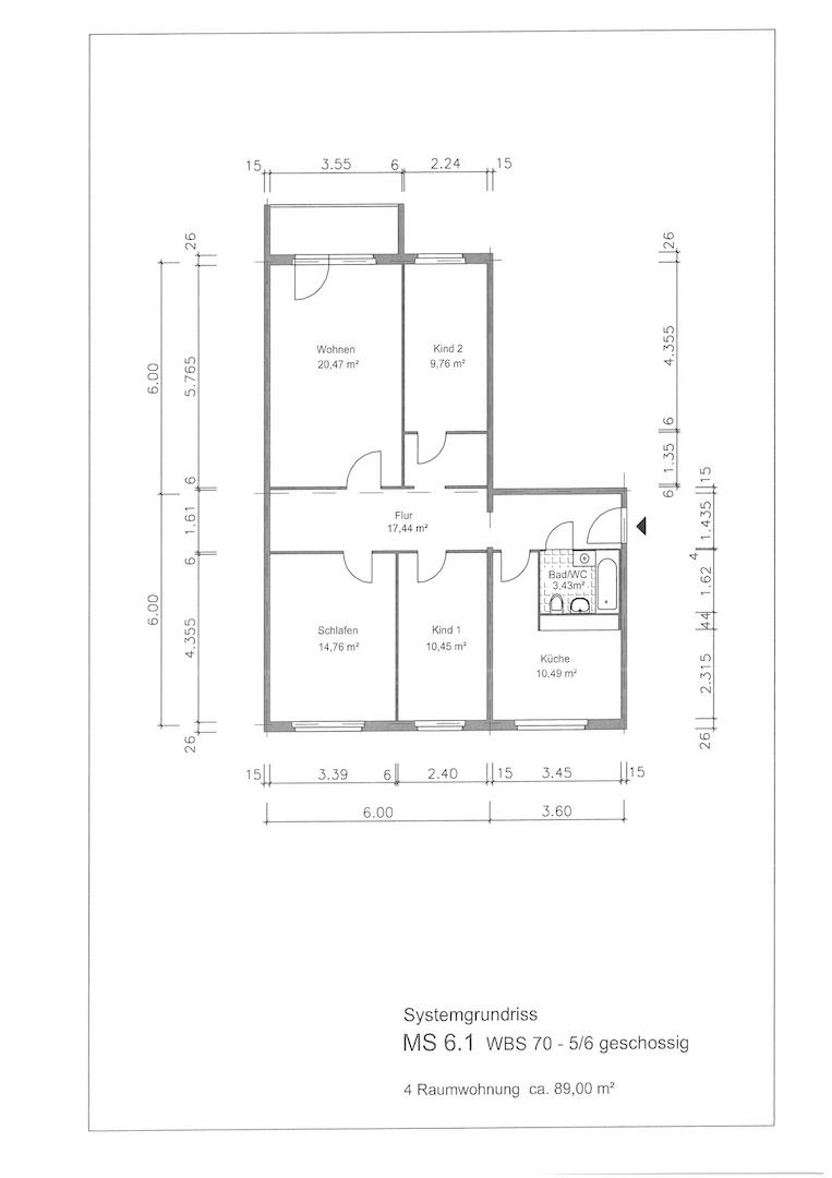 Grundriss bemaßt