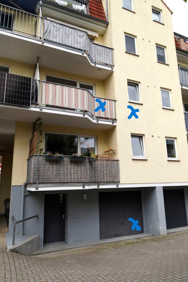 Außenansicht hinten markiert