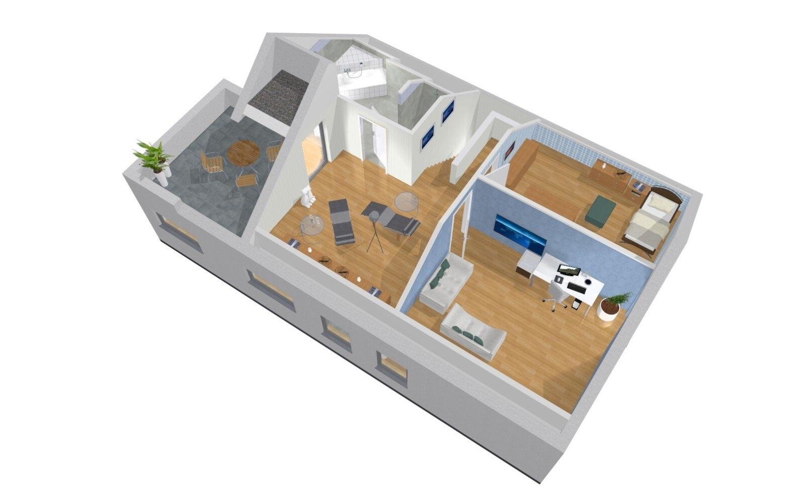Großburgwedel BUNGALOW mit Raum für Büro oder Pflegekraft im DG III mit LOGGIA 3D-DG