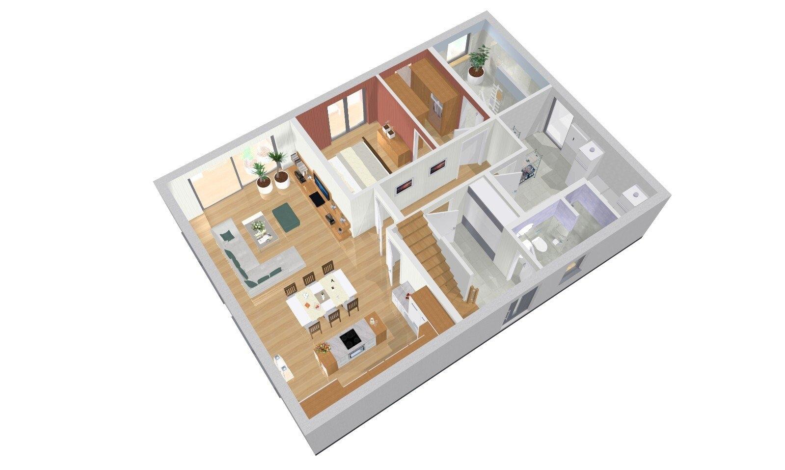 Großburgwedel BUNGALOW mit Raum für Büro oder Pflegekraft im DG mit integrierter LOGGIA 3D-EG