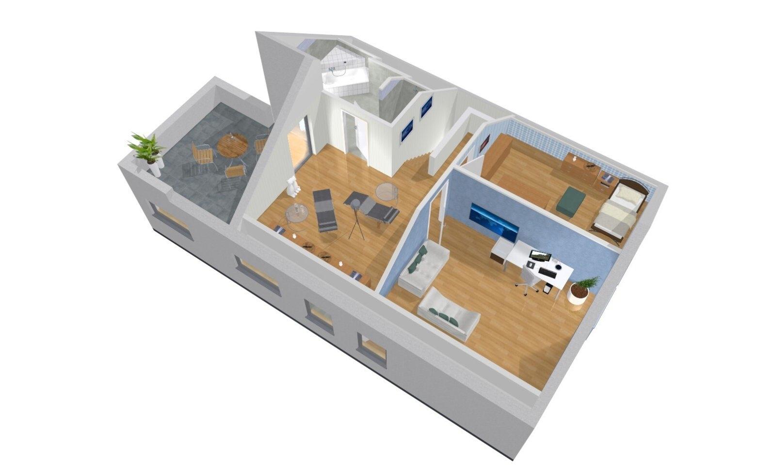 Großburgwedel BUNGALOW mit Raum für Büro oder Pflegekraft im DG III mit LOGGIA 3D-DG