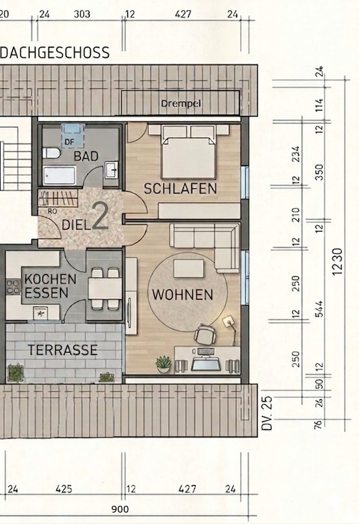 Grundriss der DG-Wohnung