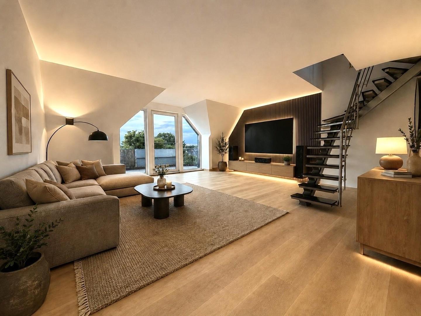 Wohnzimmer KI eingerichtet