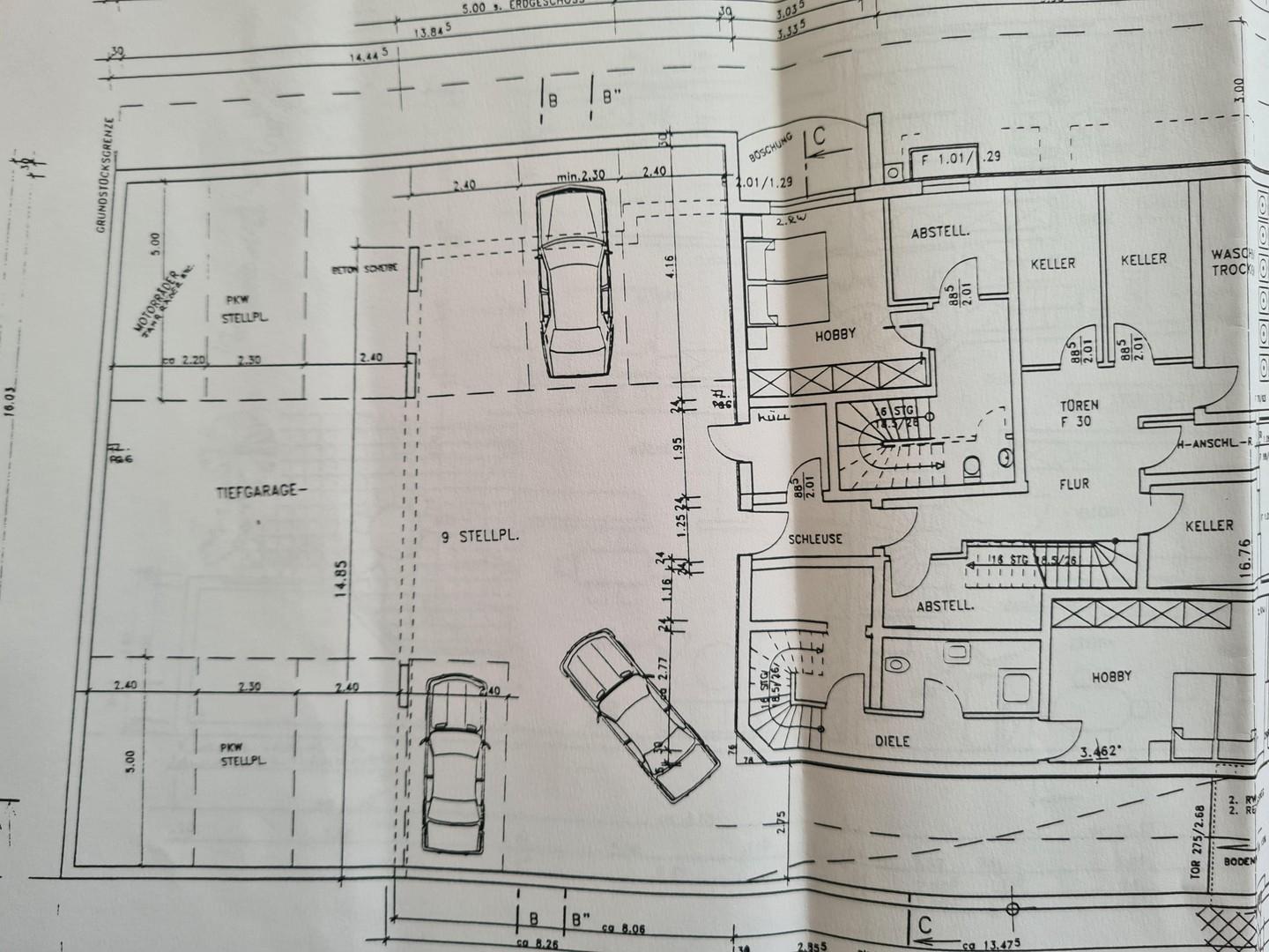 Grundriss Keller u. Tiefgarage