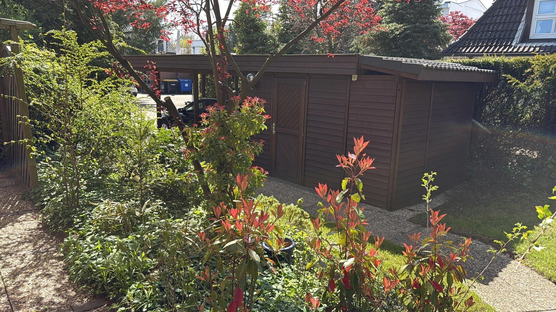 Blick auf Weg + Carport