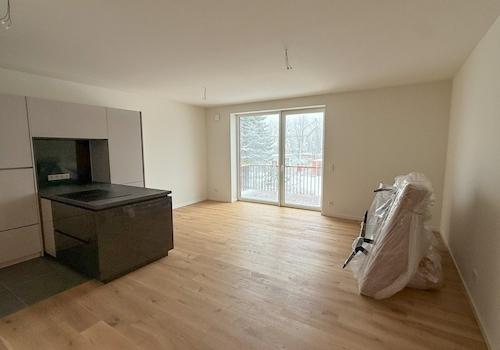 Wohnzimmer mit offener Küche