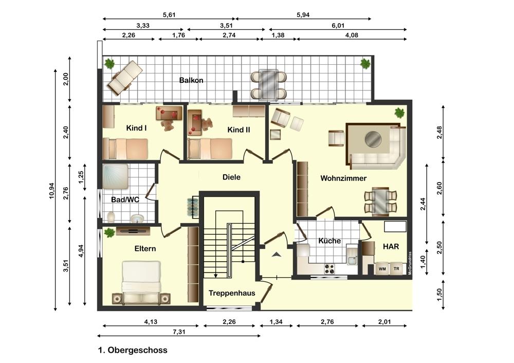 Grundriss Wohnung 1. OG