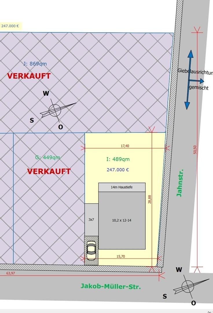 Parzelle mit Maßen