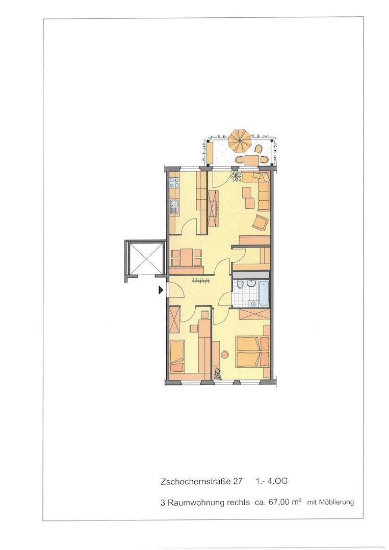 Grundriss mit Möblierung