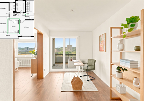 Home Office mit Balkonzugang