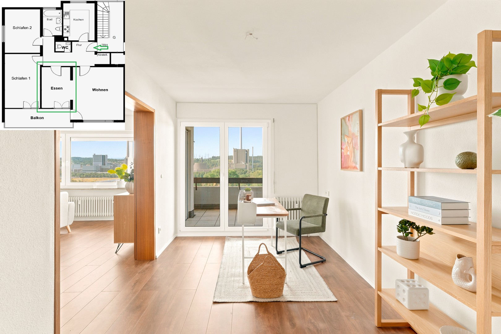 Home Office mit Balkonzugang