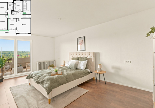 Helles und großes Schlafzimmer