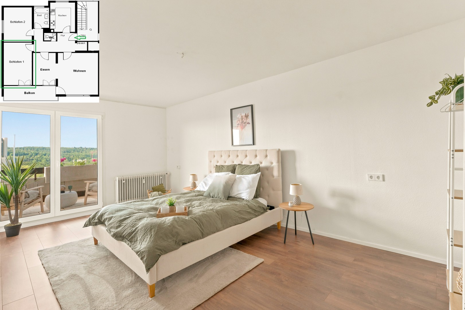 Helles und großes Schlafzimmer