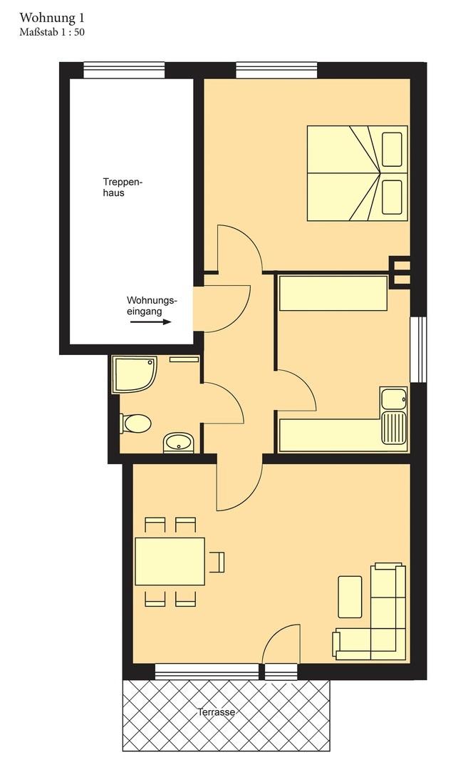Grundriss Zwei-Zimmer-Wohnung