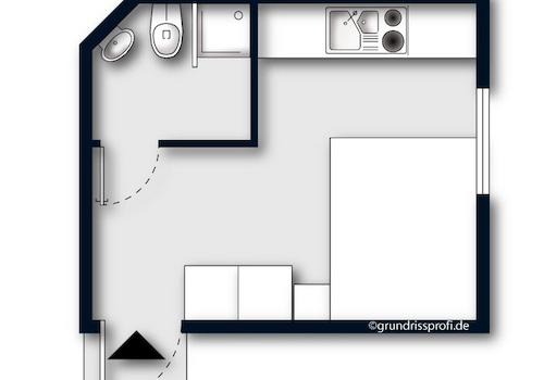 Grundriss Apartment 1 (nicht maßstabsgetreu)