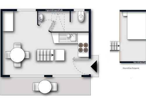 Grundriss Apartment 2 mit Empore (nicht maßstabsgetreu)
