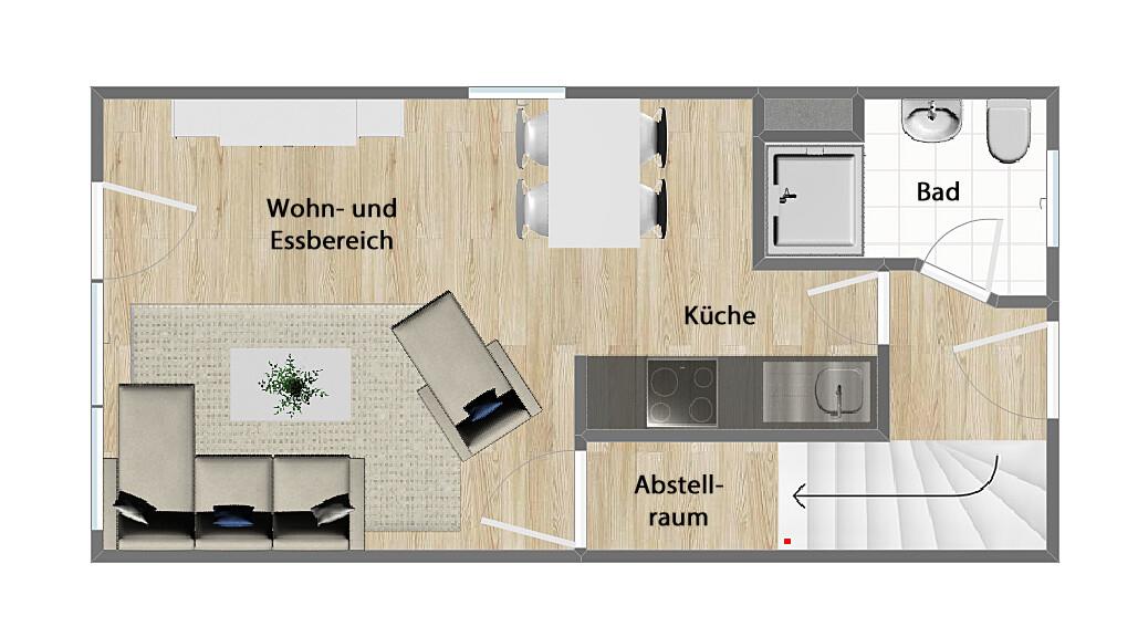 Grundriss Erdgeschoss (nicht maßstabsgetreu)