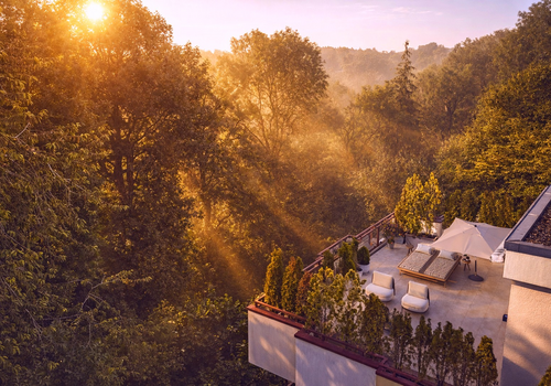 Drohne Terrasse Möblierung