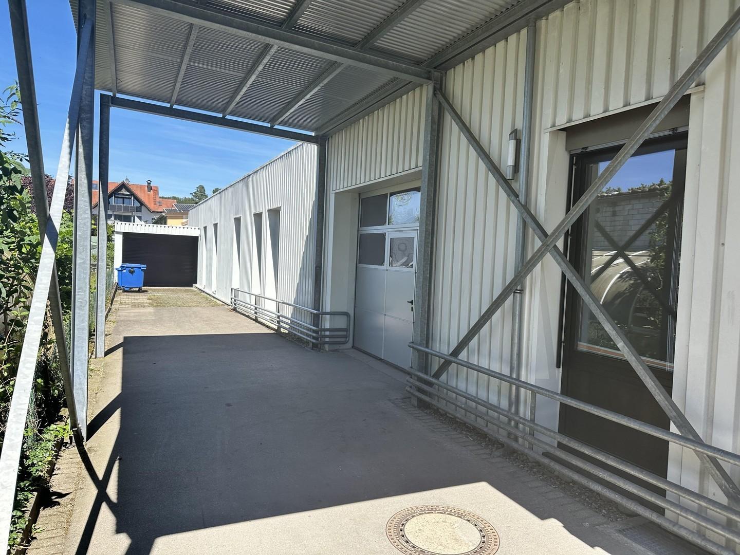 Zufahrt mit Garage und Rolltor