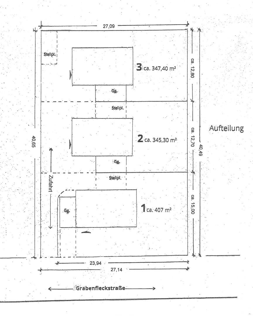 Aufteilung der Grundstücke