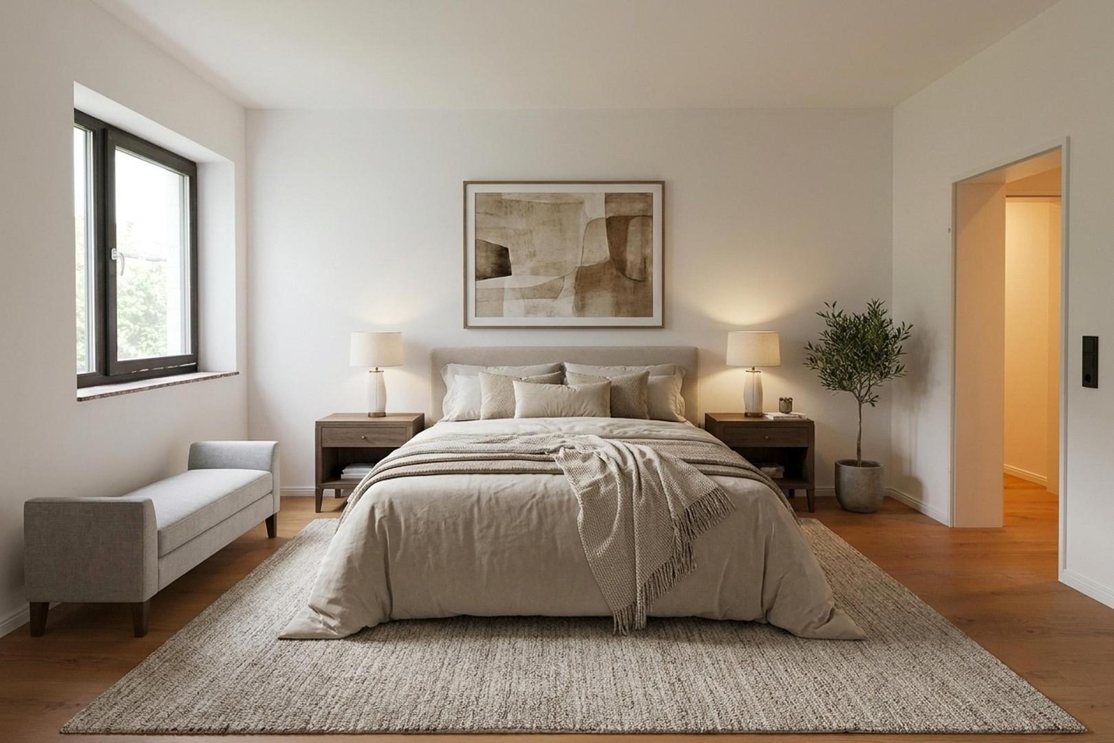 Schlafzimmer möbliert