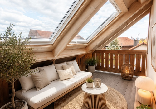 Überdachter Balkon KI generier