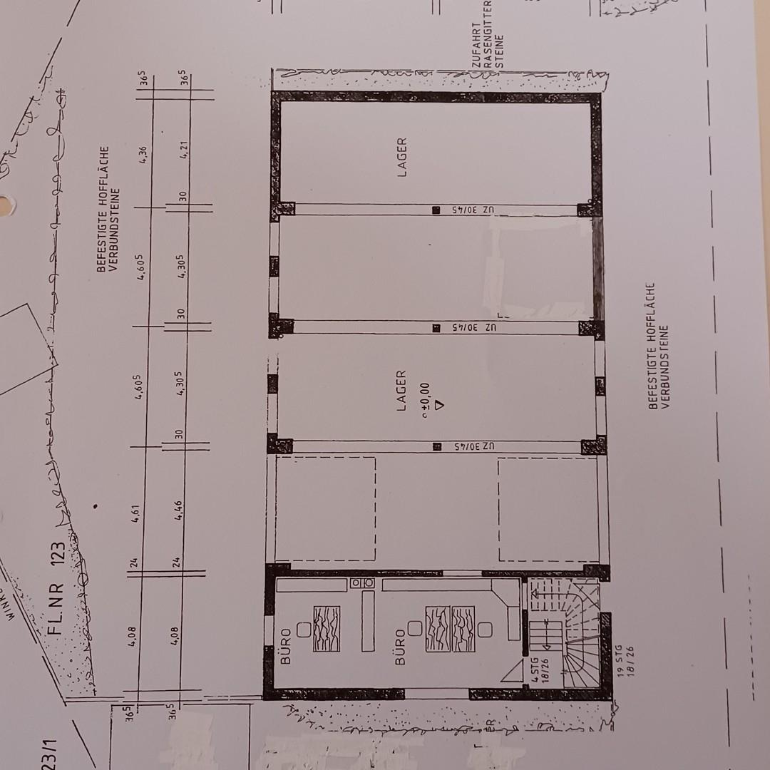 Grundriss Halle u. Büro