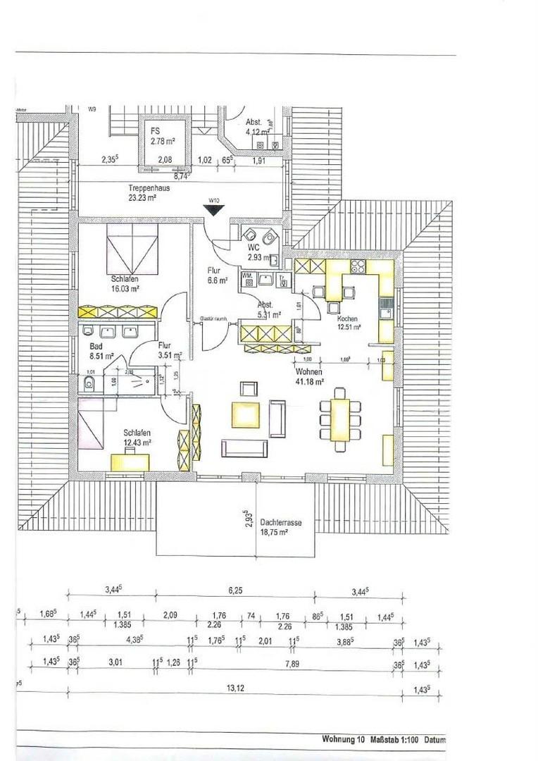 Grundriss der Penthousewohnung