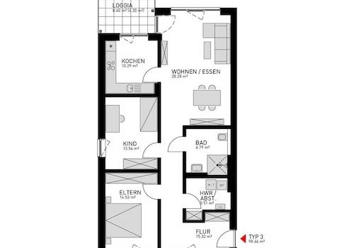 Wohnung Typ 3 - Haus 11c