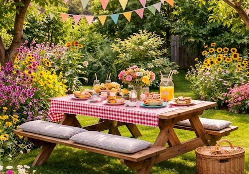 Freuen Sie sich auf die erste Gartenparty (KI generiert)  
