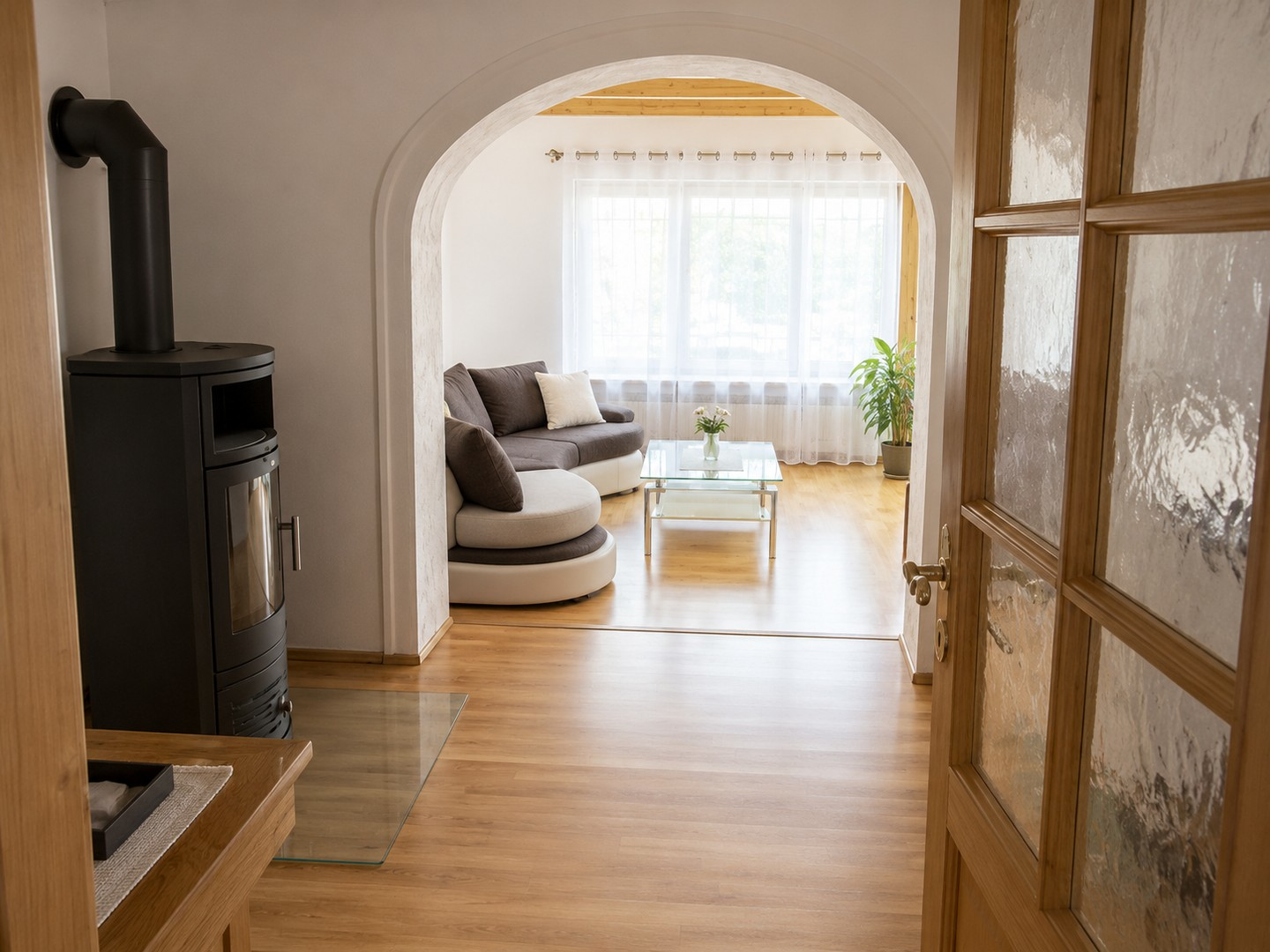 Lesezimmer mit Kaminofen