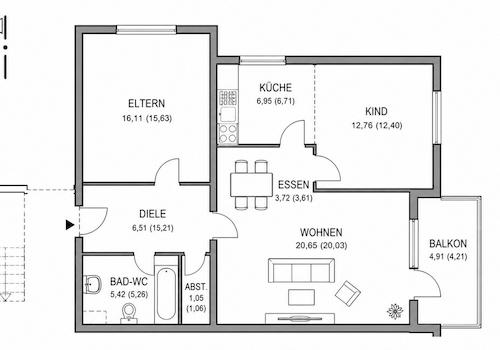 Grundriss Whg. Nr. 14