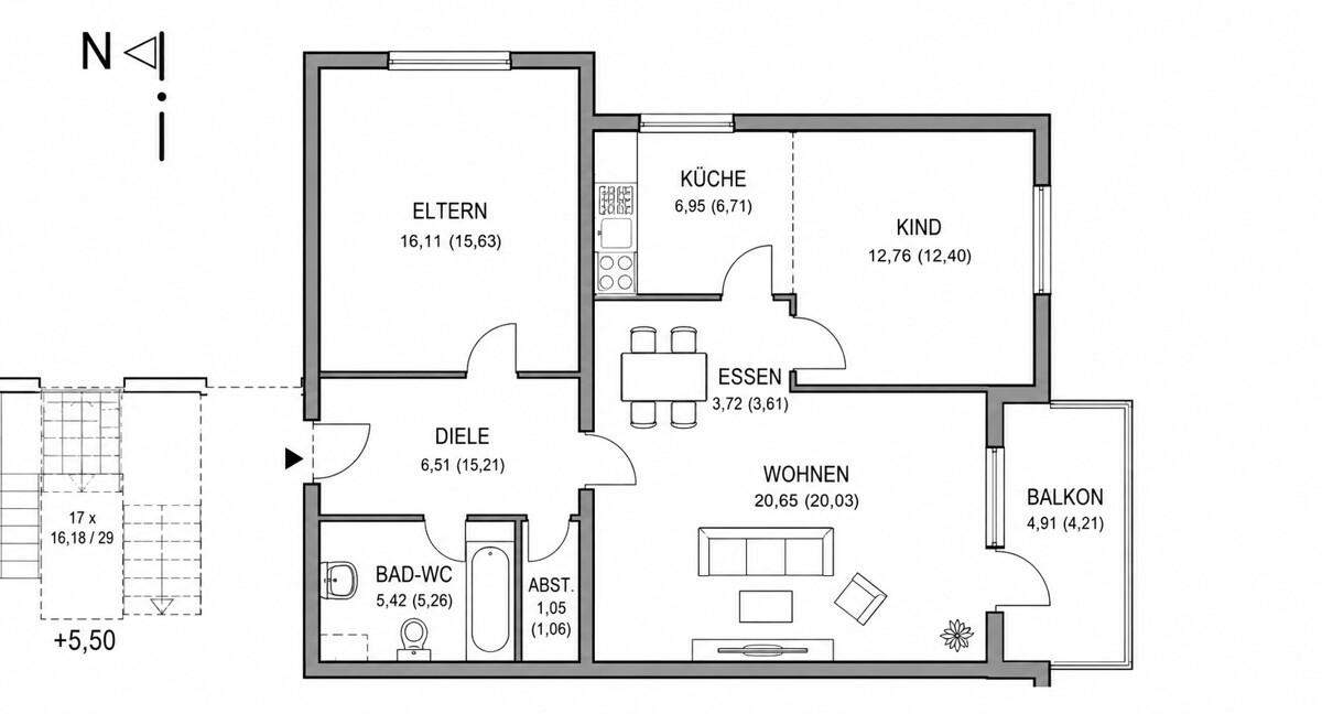 Grundriss Whg. Nr. 14